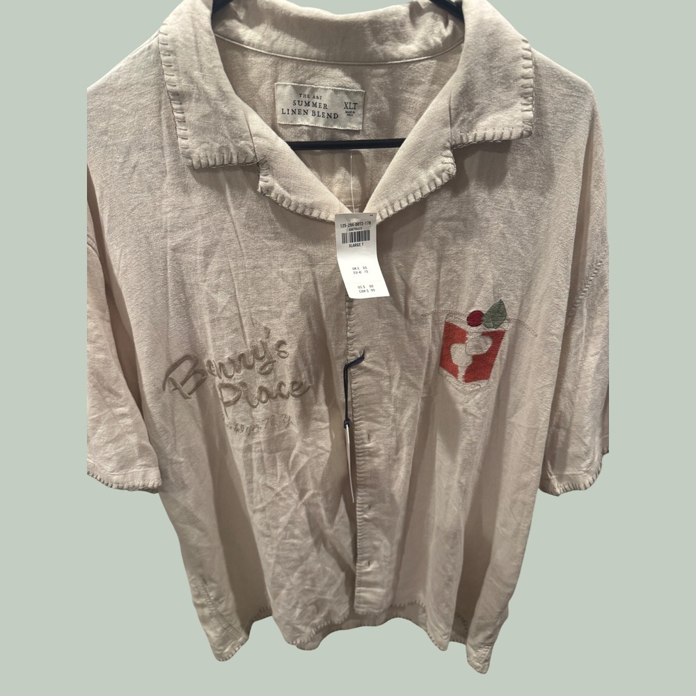 Abercrombie & Fitch Benny's Place Summer Linen Blend Shirt Tan XLT NEW